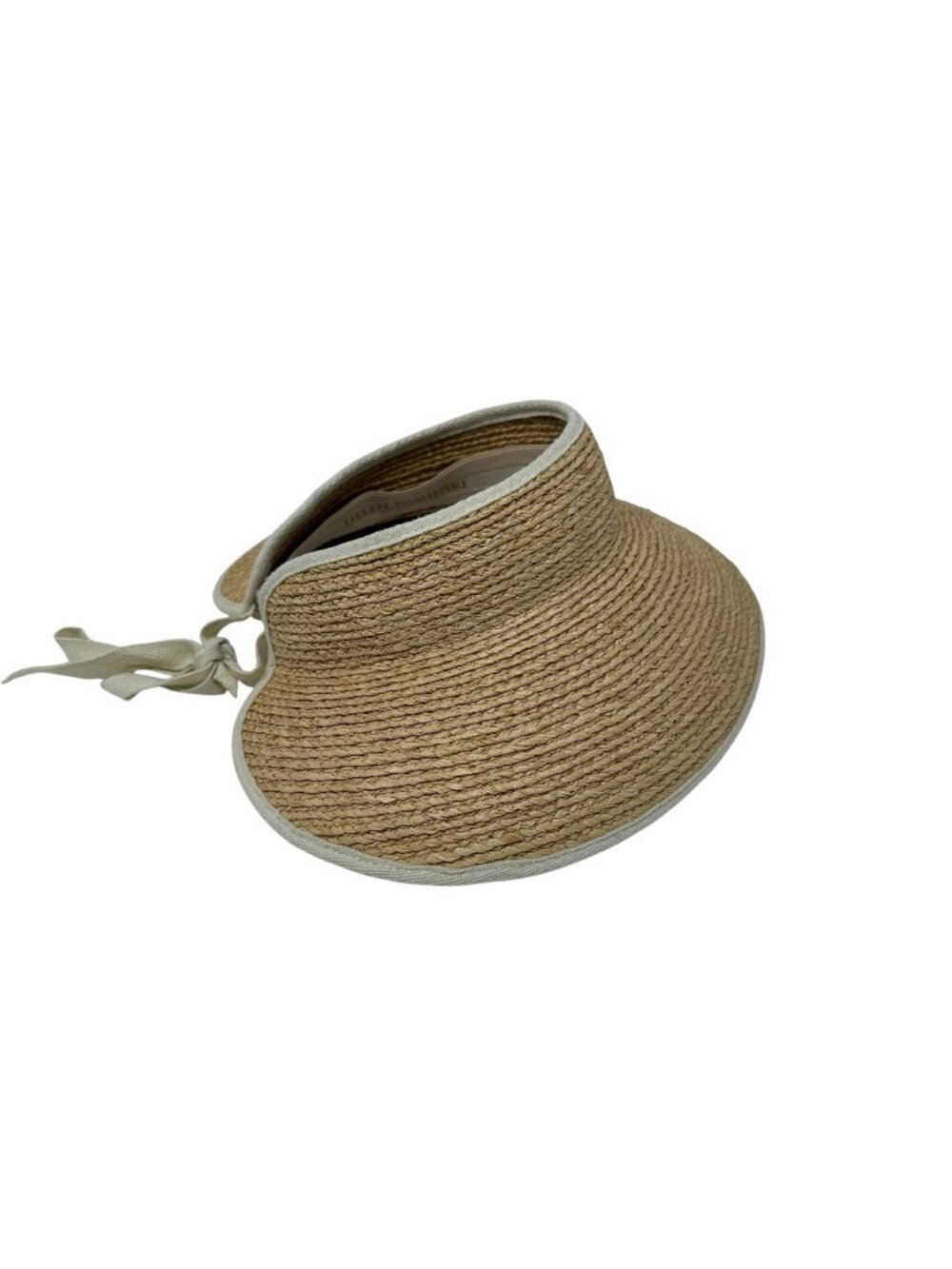 Helen Kaminski Mita Packable Raffia Visor Natural Sand 10cm Summer Hat